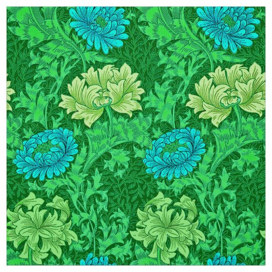 Tissu Chrysanthèmes de William Morris, vert de chaux et (Échantillon)