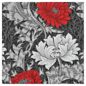 Tissu Chrysanthèmes, gris et rouge de William Morris (Fermer)