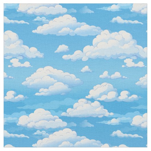 Tissu ciel bleu avec nuages fluides dessin animé (Fermer)
