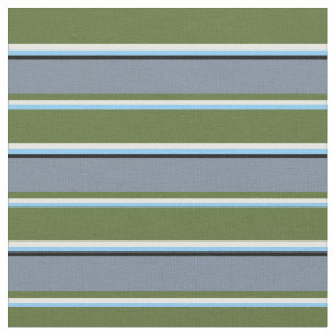 Tissu Ciel bleu, blanc, vert olive, gris ardoise et noir