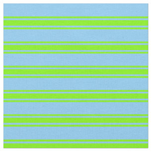 Tissu Ciel bleu clair et lignes vertes/Motifs