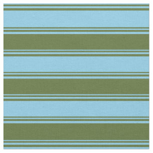 Tissu Ciel bleu et vert olive foncé Motif de bandes