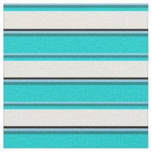 Tissu Ciel bleu, Turquoise, bleu foncé, blanc et noir