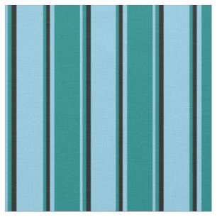Tissu Ciel bleu, Turquoise et noir Motif de bandes