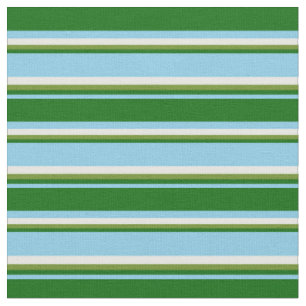 Tissu Ciel bleu, vert foncé, vert et blanc