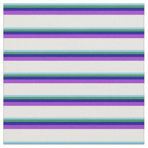Tissu Ciel bleu, vert mer, bleu, orchidée et crème à la