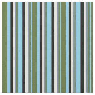 Tissu Ciel bleu, vert olive, gris ardoise, cyan et noir