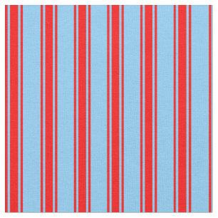 Tissu Ciel clair bleu et Motif rouge