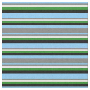 Tissu Ciel clair bleu, gris, crème à la menthe, vert & n