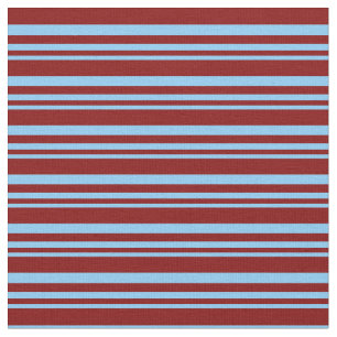 Tissu Ciel clair Bleu & Maroon Grandes/Lignes Motif