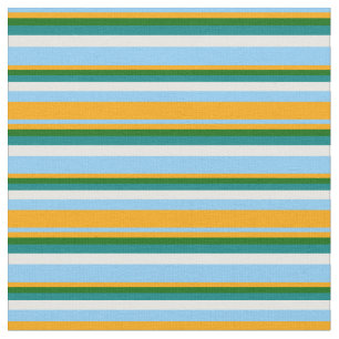 Tissu Ciel clair bleu, orange, vert foncé, Turquoise & b