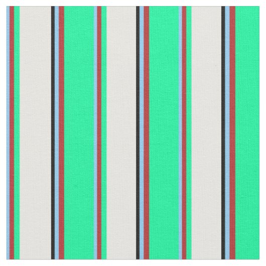 Tissu Ciel clair bleu, rouge, vert, blanc et noir (Fermer)