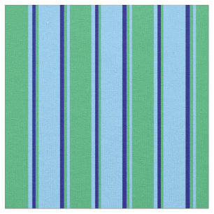 Tissu Ciel clair bleu, Sea Green & Blue Lines Motif