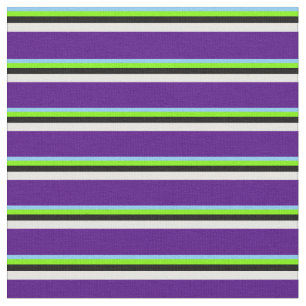 Tissu Ciel clair bleu, vert, noir, blanc et indigo