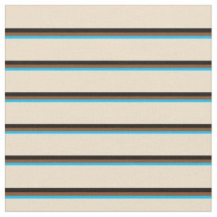 Tissu Ciel profond bleu, Brown, noir & Tan Lines Motif