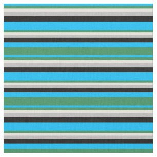 Tissu Ciel profond bleu, vert mer, beige, gris et noir