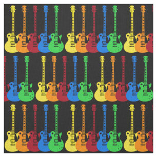 Tissu Cinq guitares électriques colorées 