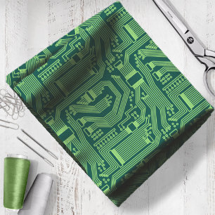 Tissu Circuit Board Motif Lime Green ID245