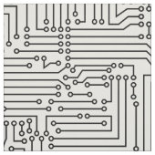 Tissu Circuits - noir sur le blanc (Échantillon)