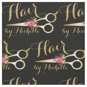 Tissu Ciseaux à fleurs d'or Coiffeur Coiffeur Salon