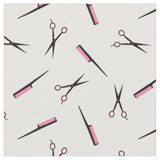 Tissu Ciseaux et combs - Noir noir rose chaud (Fermer)