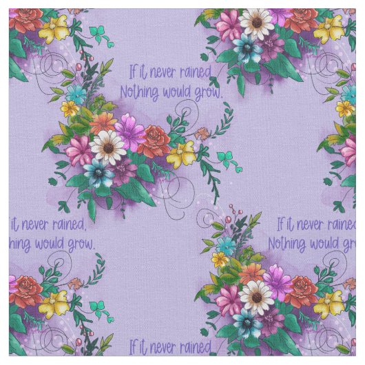 Tissu Citation Inspirationnelle Avec Fleurs (Fermer)