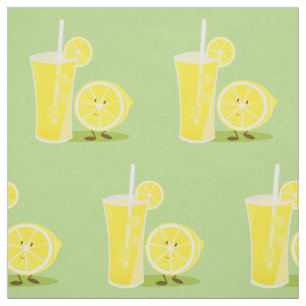 Tissu Citron de sourire et un verre de limonade