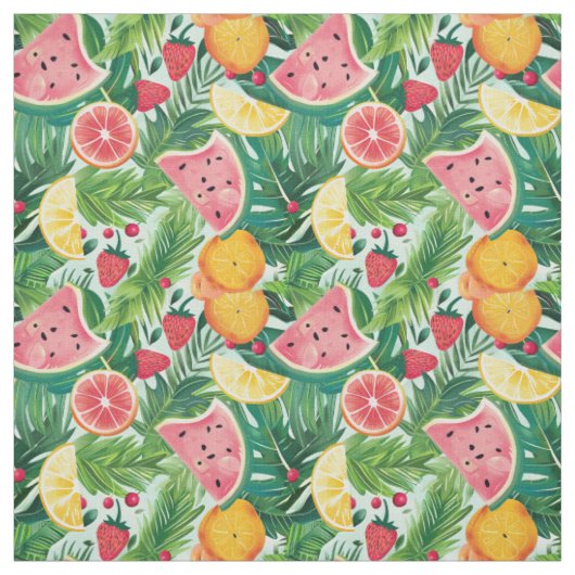 Tissu Citron & Fraise Botanique (Échantillon)