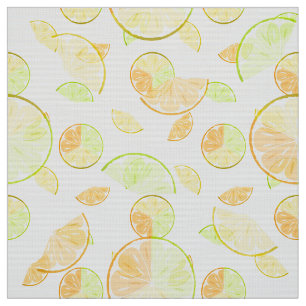 Tissu citron vert orange tranches fruits agrumes nature