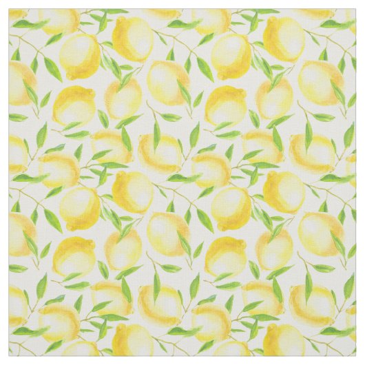 Tissu Citrons et motif feuille (Échantillon)
