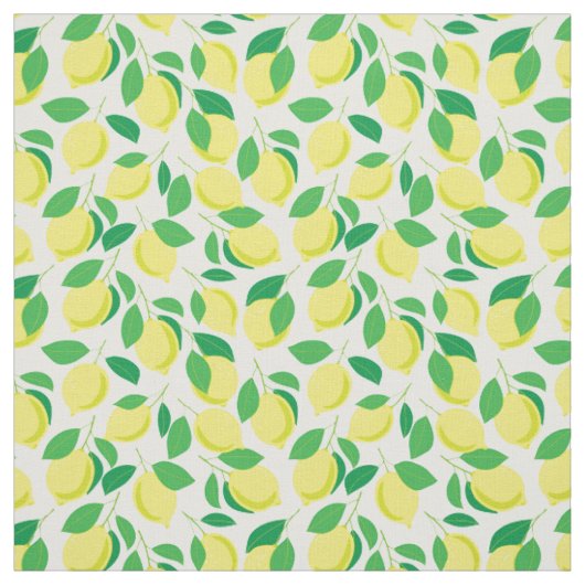 Tissu Citrons et motifs feuille (Échantillon)