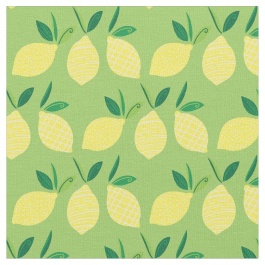 Tissu Citrons Fruits d'été mignons (Fermer)