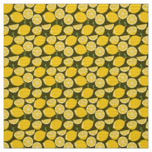 Tissu Citrons jaunes et motif vert olive : Citrus modern