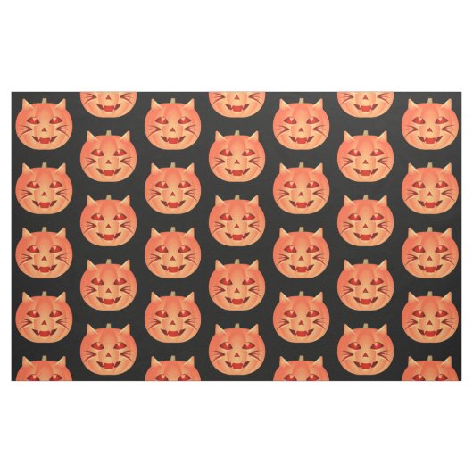 Tissu Citrouille de chats d'Halloween (Fat Quarter)