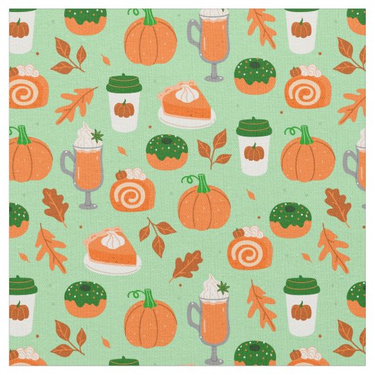 Tissu citrouille épice café pastel vert (Fermer)
