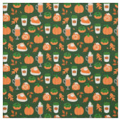 Tissu citrouille épice café vert foncé (Échantillon)