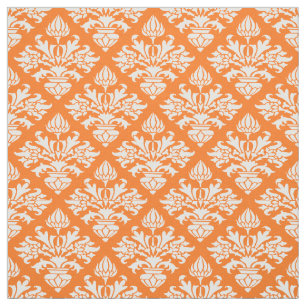 Tissu Citrouille orange, motif blanc #3 Size6 de damass