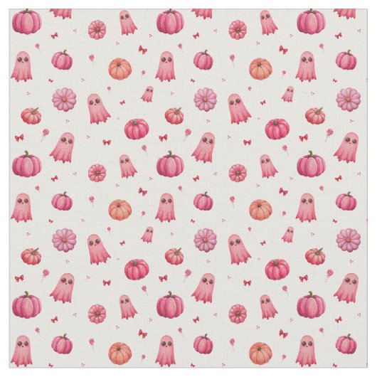 Tissu Citrouilles d'Halloween rose (Fermer)