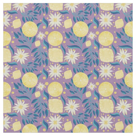Tissu Citrus citron violet floral (Fermer)