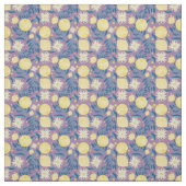 Tissu Citrus citron violet floral (Échantillon)