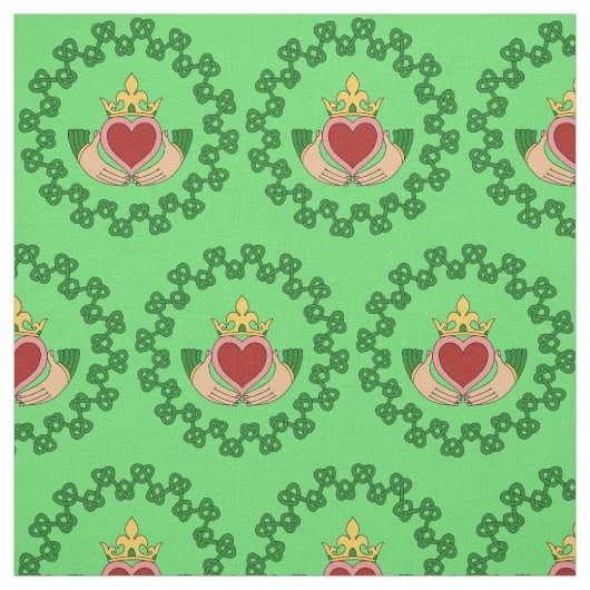 Tissu Claddagh et Knotwork vert (Échantillon)