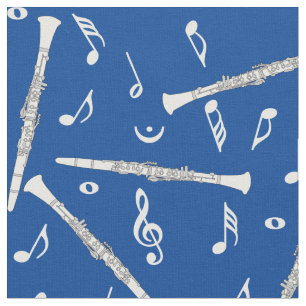 Tissu Clarinets Music Notes Motif
