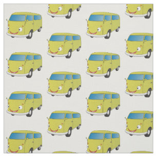 Tissu Classic lime green van cartoon