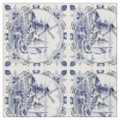 Tissu Classique Vintage Chic Hollandais Windmill Delft B (Échantillon)