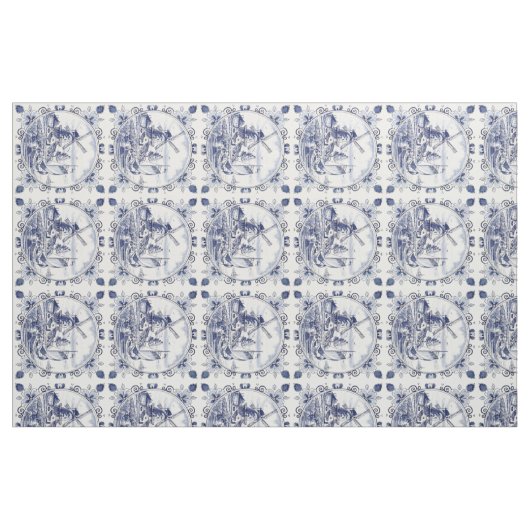 Tissu Classique Vintage Chic Hollandais Windmill Delft B (Fat Quarter)