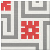 Tissu Clé de Deco, rouge, blanc grecs et gris/gris (Détail)