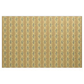 Tissu Clé en argent noir monogramme sur bandes d'or (Yard)