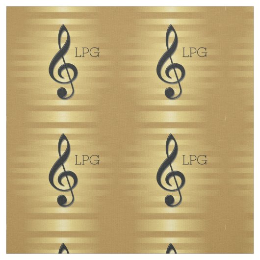 Tissu Clé en argent noir monogramme sur bandes d'or (Échantillon)