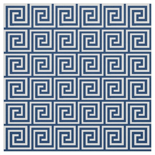 Tissu Clé grecque, bleu marine et blanc (Échantillon)