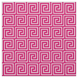Tissu Clé grecque, fuchsia et rose-clair